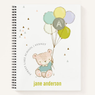 Carnet Élégant Bleu Bleu Ours Bleu Monogramme garçon