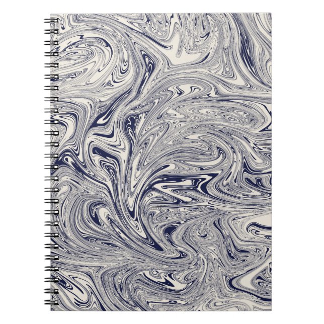 Carnet Elégant bleu et Marbre blanc spiral (Devant)