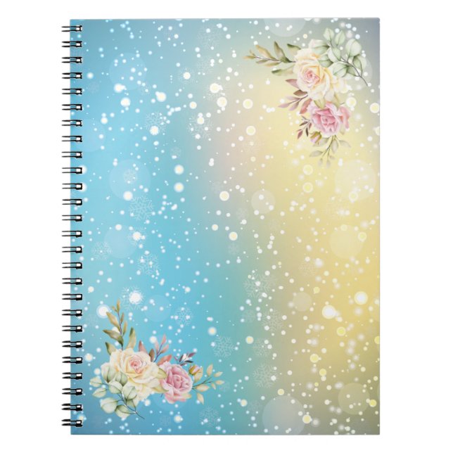 Carnet Elégant Bleu Neige Et Jaune (Devant)