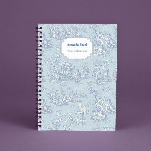 Carnet Elégant bleu vintage gris toile de jouy