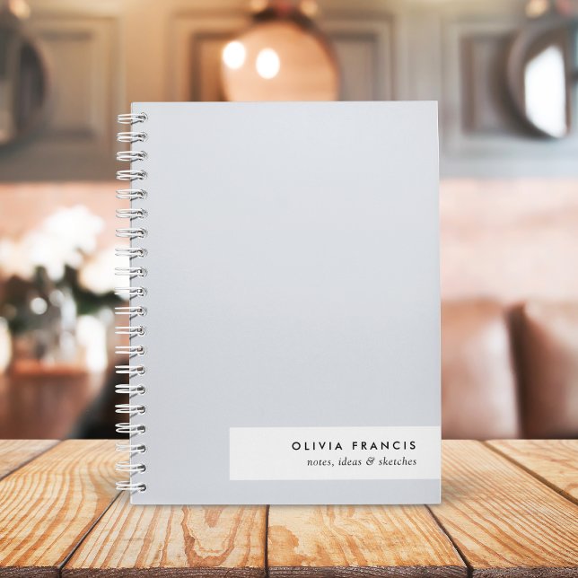 Carnet Élégant bloc-couleur gris bleu minimal moderne (Créateur téléchargé)