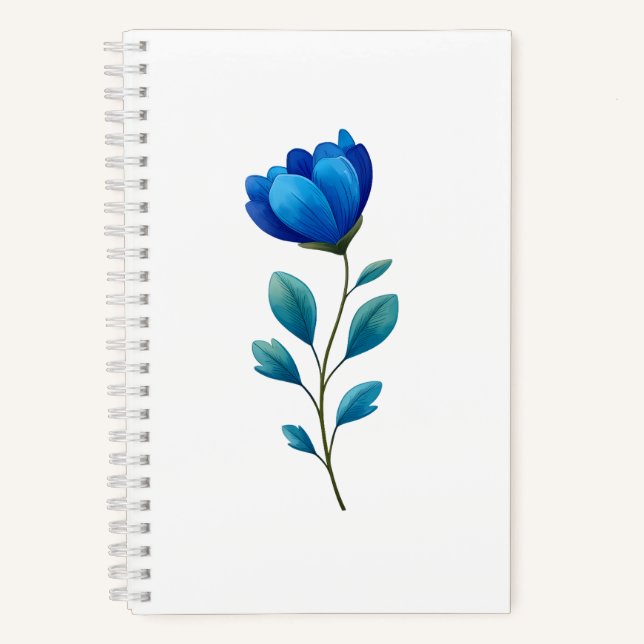 Carnet Elegant Blue Floral Botanical Spiral Notebook (Recto)