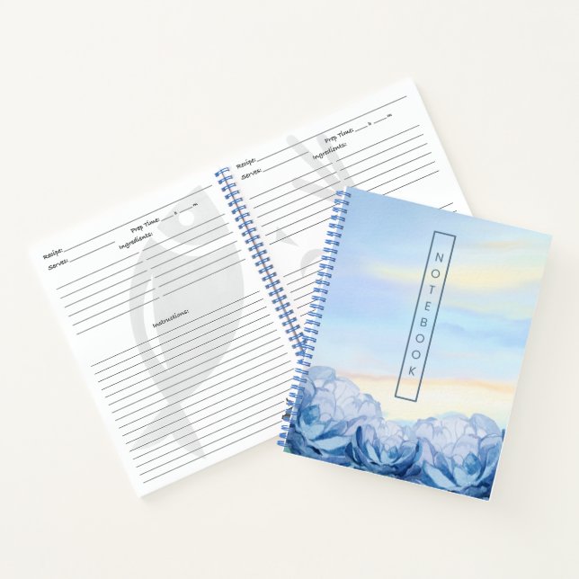 Carnet Elegant Blue Floral Watercolor  (Intérieur)