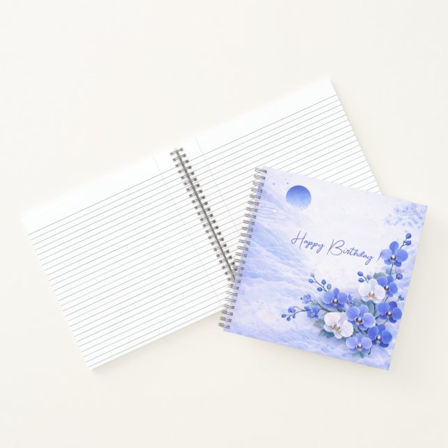 Carnet Elegant Blue Orchid Birthday (Intérieur)