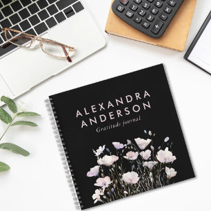 Carnet Elégant Boho Rose Fleur sauvage Aquarelle minimali