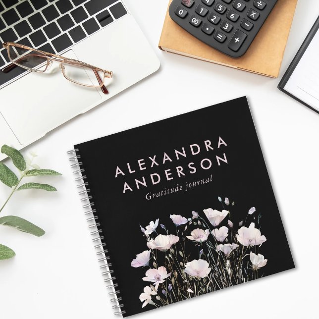 Carnet Elégant Boho Rose Fleur sauvage Aquarelle minimali (Créateur téléchargé)