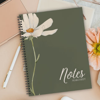 Carnet Élégant Boho White Flower Minimal