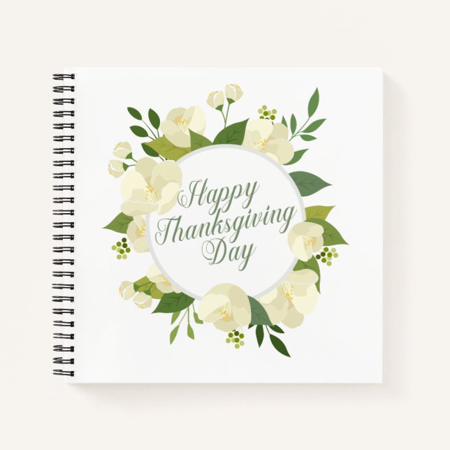 Carnet Élégant Bon thanksgiving Floral | Ordinateur porta (Devant)