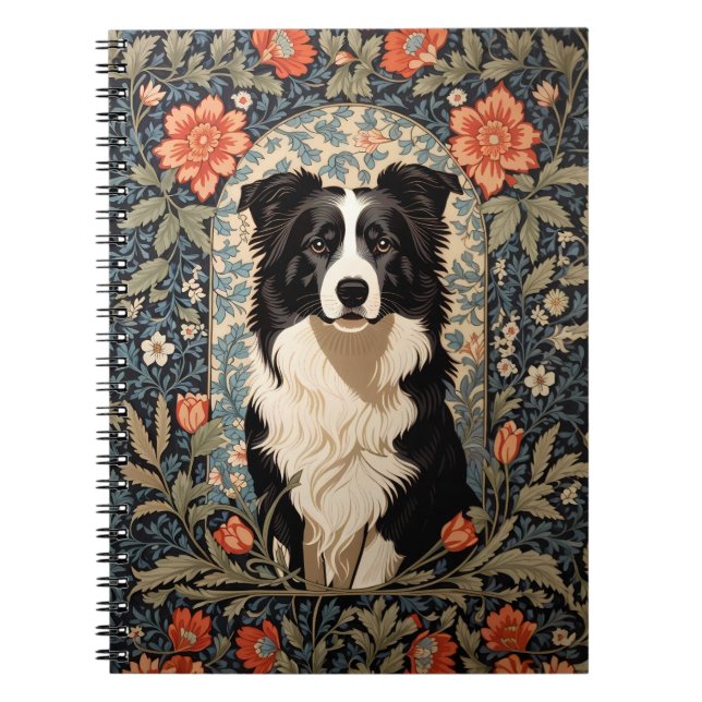 Carnet Elégant Bordure Collie William Morris Inspiré (Devant)