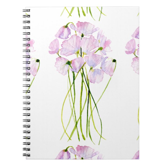Carnet Elégant bouquet de fleurs aquarelles (Devant)