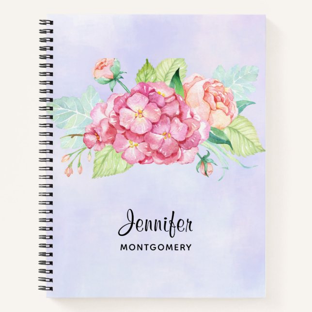 Carnet Elégant Bouquet de fleurs rose (Devant)