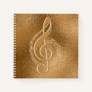 Carnet Elégant bronze or note de musique métallique
