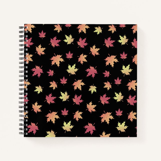 Carnet Élégant Brown Rouge Feuilles d'automne Motif | (Devant)