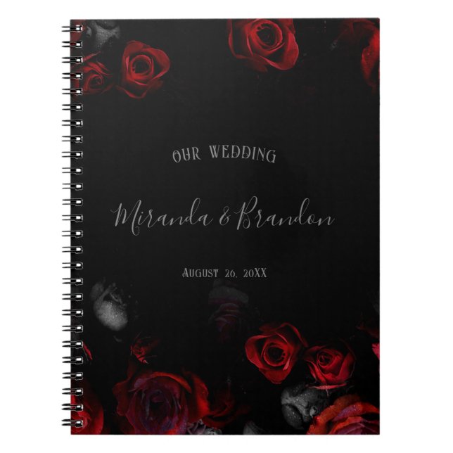 Carnet Élégant budget rouge noir Wedding planner floral (Devant)