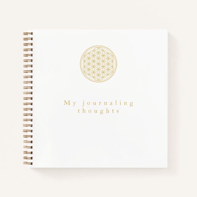 Carnet Élégant Carré Golden Flower of Life Modèle (Devant)