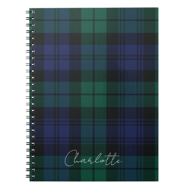 Carnet Élégant Carreaux Classique Tartan Vert Rustique Su (Devant)