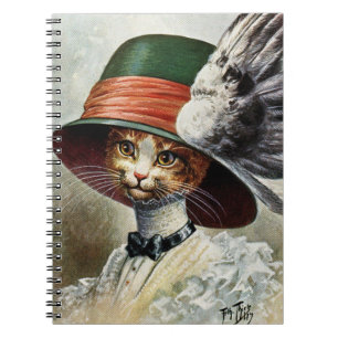 Carnet Élégant chat victorien dans un bloc-notes casque