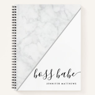 Carnet Elégant Chic Marble Boss Babe Personnalisé