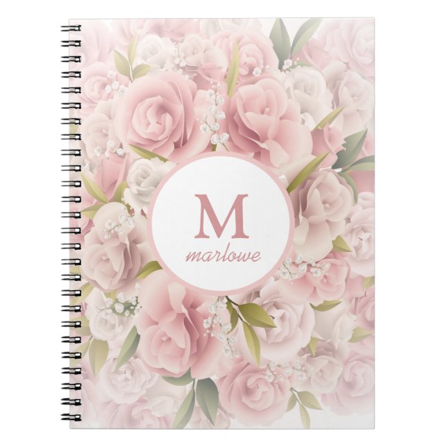 Carnet élégant chic romantique rose floral (Devant)