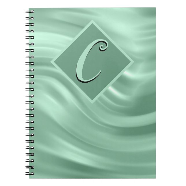 Carnet Élégant Chic Turquoise wirl Monogramme moderne (Devant)