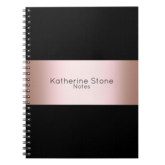 Carnet Elégant chick rose or et bande noire (Devant)