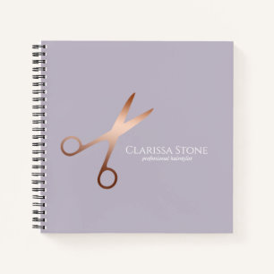 Carnet Elégant ciseaux d'or rose moderne coiffeur