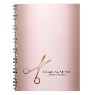 Carnet Elégant ciseaux d'or rose moderne coiffeur