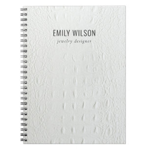 Carnet Elégant Classy Simple Ivory Blanc Cuir Texture