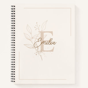 Carnet Élégant Crème Personnalisé Script Monogramme Flora