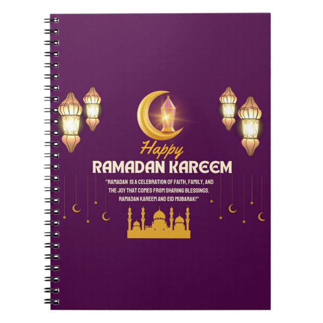 Carnet Elegant Croissant en Or Ramadan Mubarak Salutation (Devant)