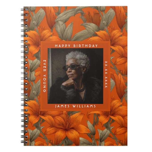 Carnet Elegant Custom Lilies Flower 90Th Birthday (Devant)