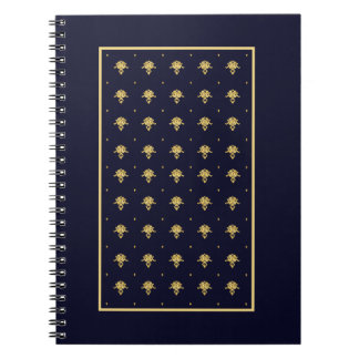 Carnet Élégant Damas bleu et or