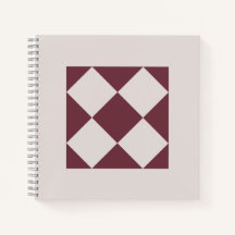 Elegant Deep Plum & Pearl Grey Geometric Notebook