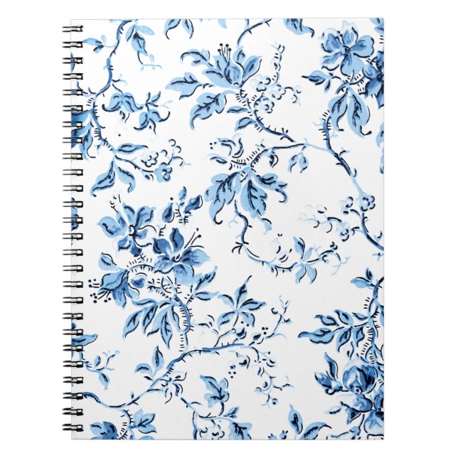 Carnet Elegant Delft Blue et White Floral (Devant)