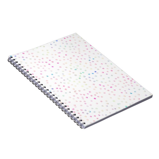 Carnet Élégant Dessin Blanc à Paillettes Iridées (Côté Droit)