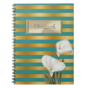 Carnet Élégant et stylé, Rayé, Arum, Personnalisé