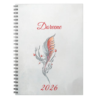 Carnet Elegant Feather Floral Watercolour  notebook 