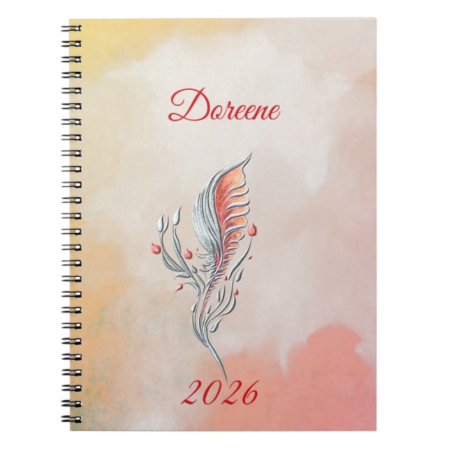 Carnet Elegant Feather Floral Watercolour  notebook  (Devant)