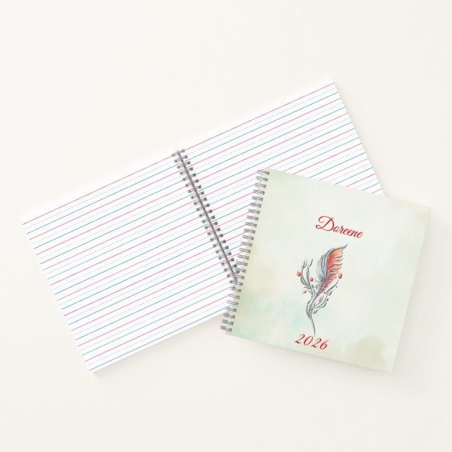 Carnet Elegant Feather Floral Watercolour  notebook  (Intérieur)