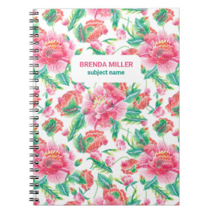 Carnet Élégant Fille Lumineuse Motif Fleurs Roses