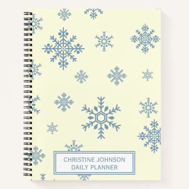 Carnet Élégant Flakes Bleus en Arrière - plan blanc (Devant)