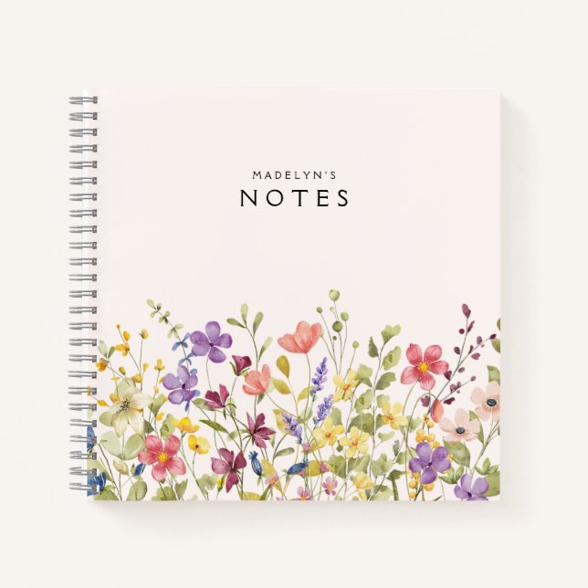 Carnet Élégant Fleur sauvage de champ aquarelle (Devant)