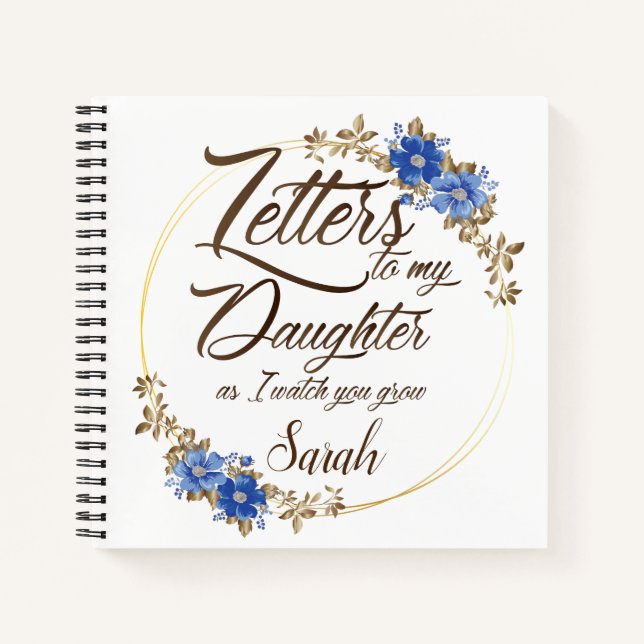 Carnet Élégant Floral chic Lettres à la fille (Devant)