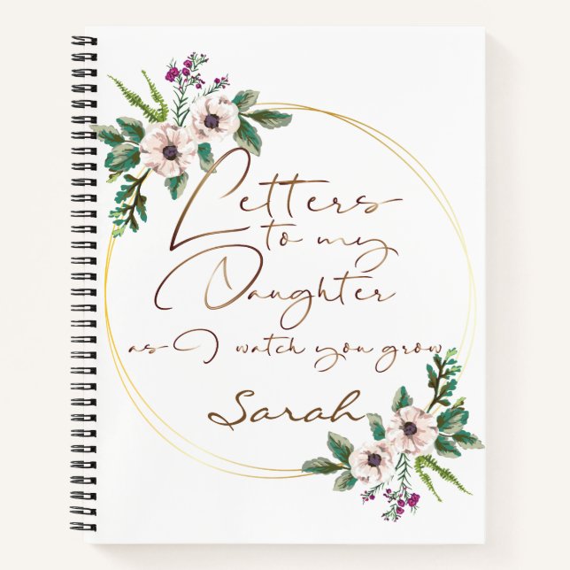 Carnet Elégant Floral chic Lettres design (Devant)