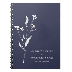 Carnet Elégant Floral Navy bleu Simple Custom Wedding