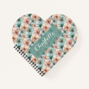 Carnet Élégant Floral Personnalisé Rose et Vert Vintage