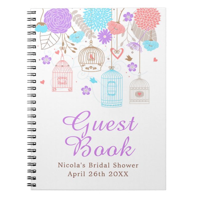 Carnet Elegant Floral Purple and Blue Bridal Shower (Devant)