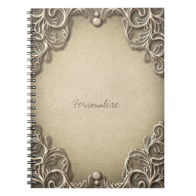Carnet Élégant Glam Occidental Rustique Toile de Jute Den (Devant)