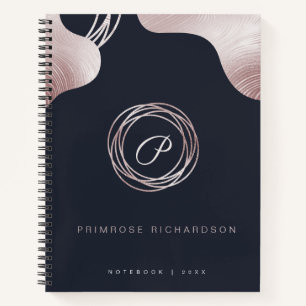Carnet Elégant Glam Rose Gold Luxury Abstrait Monogramme