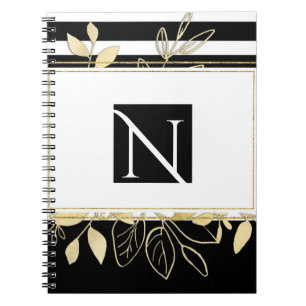 Carnet Élégant Glamour Botanique Or Noir Moderne